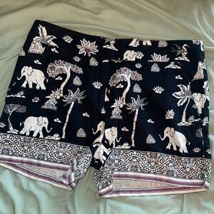LOFT new linen Black and White Elephant Print Women's Shorts